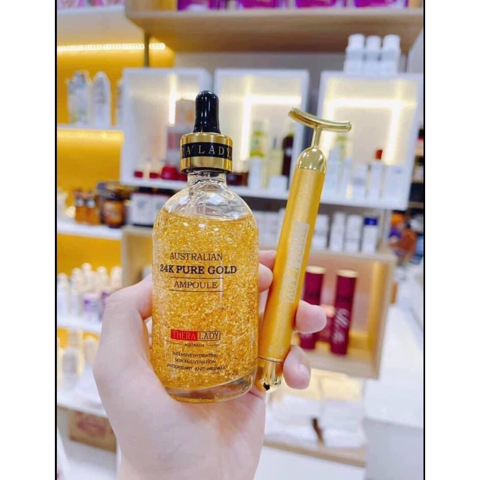 Serum dưỡng da Thera Lady Australian 24K Pure Gold Ampoule 100ml Của Úc ( Tặng Thanh Lăn  và Quà Tặng 0 Đ )