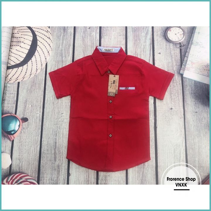 Áo somi bé trai  tay ngắn từ 2 - 6 tuổi áo sơ mi trẻ em chất liệu kate thun co giãn size từ 12-22 kg