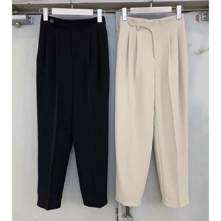 Quần Baggy nữ 2 cúc bọc, quần tây basic lên dáng chuẩn xinh Okélla (ảnh thật shop chụp)
