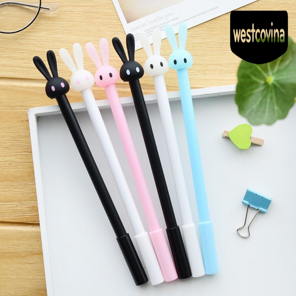 Phương Tây✎4 Chiếc Bút Bi Nước Mực Đen Hình Thỏ 0.38mm