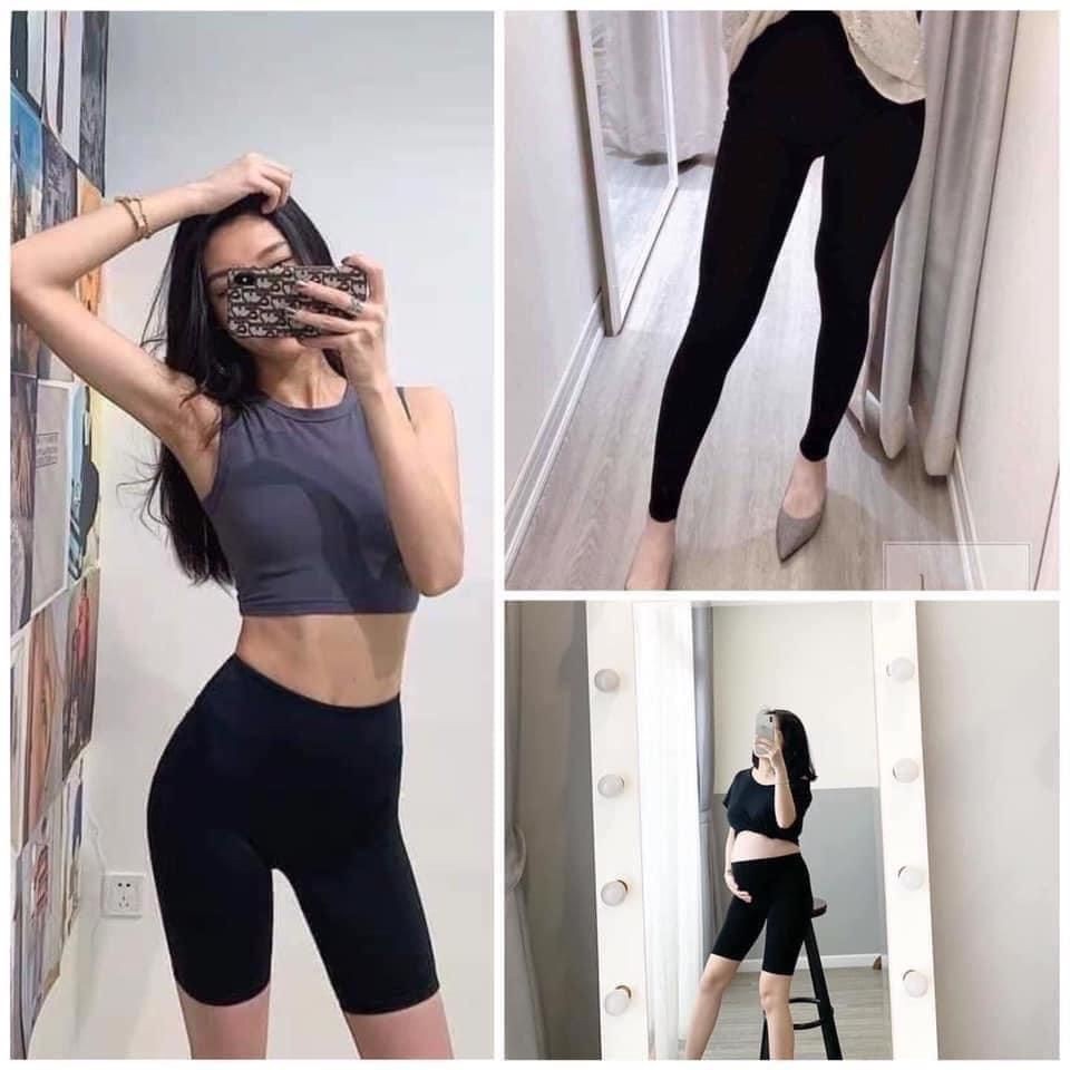 Quần legging đùi nữ thun mỏng cuộn tím, short co dãn mặc ở nhà kiểu dáng basic ulzzang