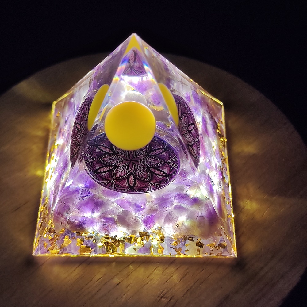 Máy Phát Điện Hình Kim Tự Tháp Bằng Thạch Anh Tím Pha Lê Reiki Chakra Tự Nhiên