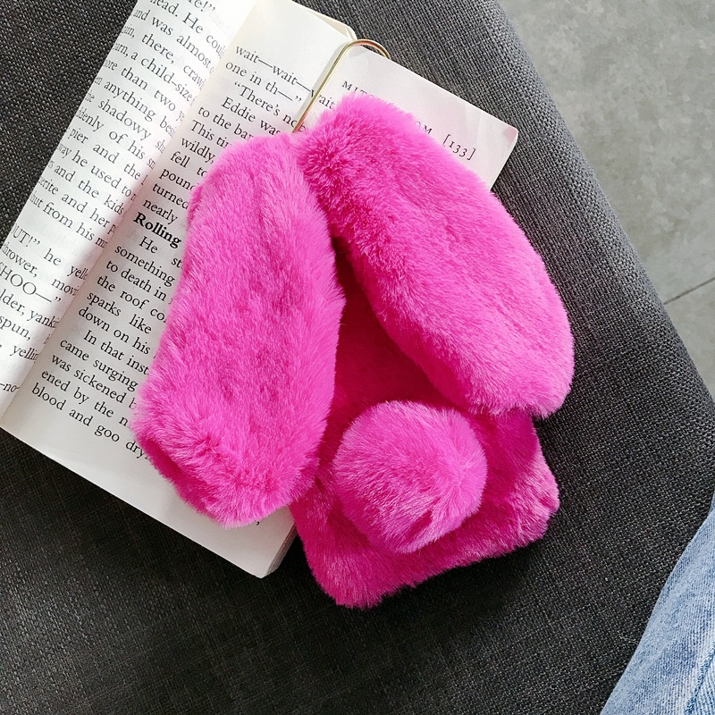 Ốp Điện Thoại Hình Tai Thỏ Bằng Lông Cho iphone 11 12 13 14 15 pro max