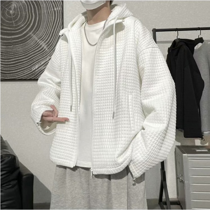Áo Khoác Hoodie Dáng Rộng Phối Khóa Kéo Kiểu Hàn Quốc Cá Tính Cho Nam