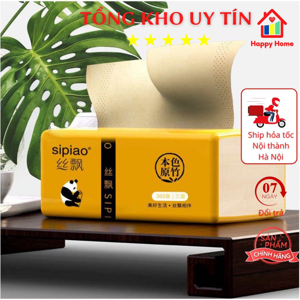 Giấy ăn, khăn giấy gấu trúc Sipao nhập khẩu chính hàng siêu dai, siêu mềm, siêu thầm Happy Home