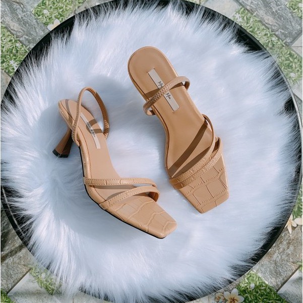 [Freeship - Hàng Cao Cấp] Sandal giày nữ cao gót quai mảnh, chất si cá sấu độc quyền của xưởng MOA & MOE C1707