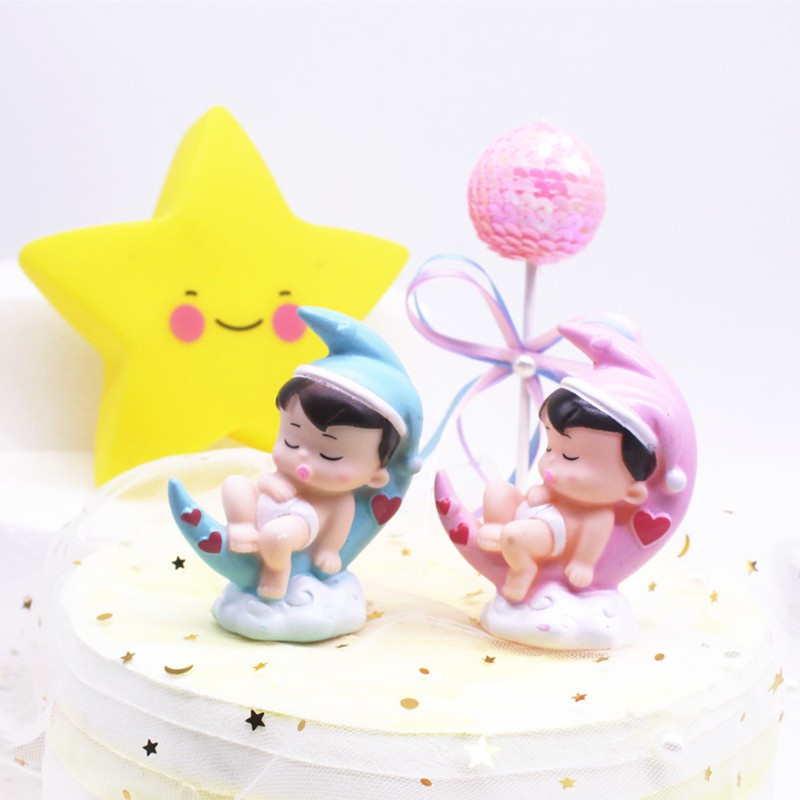 Búp Bê Em Bé Đang Ngủ Dễ Thương Trang Trí Bánh Kem Sinh Nhật