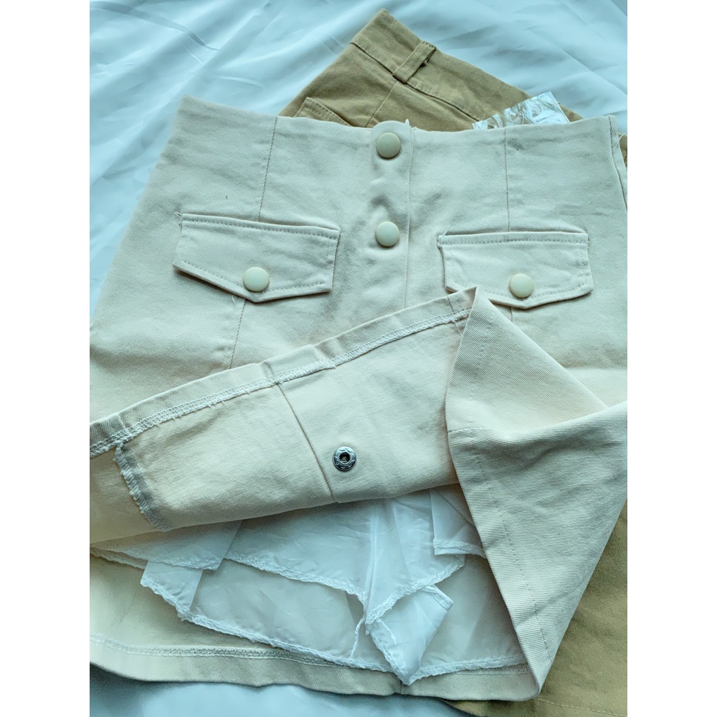 Chân Váy Chữ A, Chân Váy Khóa Kéo  Kaki Năng Động