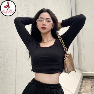 Áo croptop thun cổ vuông "ÁO CỔ VUÔNG TAY DÀI"