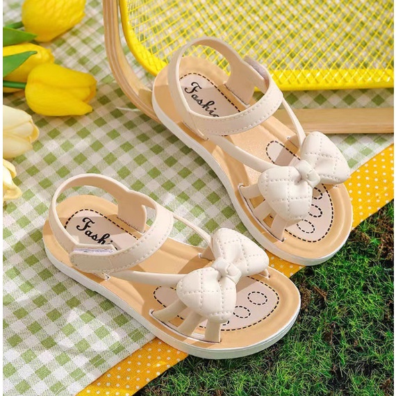 DÉP SANDAL NƠ BÉ GÁI QUAI DÁN ĐẾ CAO SU DẺO ( QUAI CHÉO)