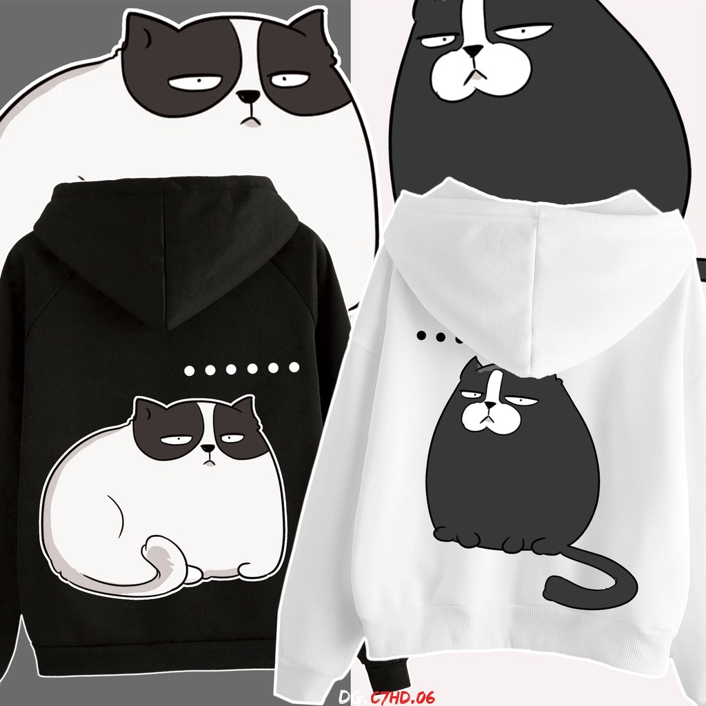 HOODIE ĐÔI MÈO LƯỜI DỄ THƯƠNG C7HD.06