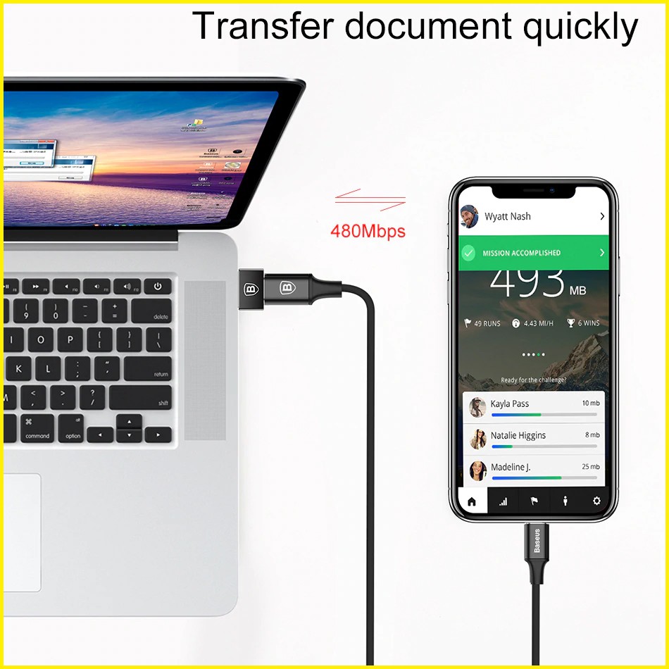 Đầu chuyển đổi USB OTG Baseus Type C  to USB  hỗ trợ cho Samsung, Xiaomi..