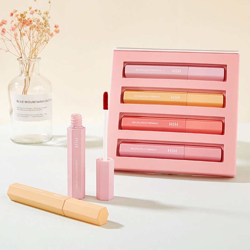 Set Son Môi Kèm Hộp Đựng Màu Lì Chống Thấm Nước Dưỡng Ẩm Hiệu HIH HYJP2