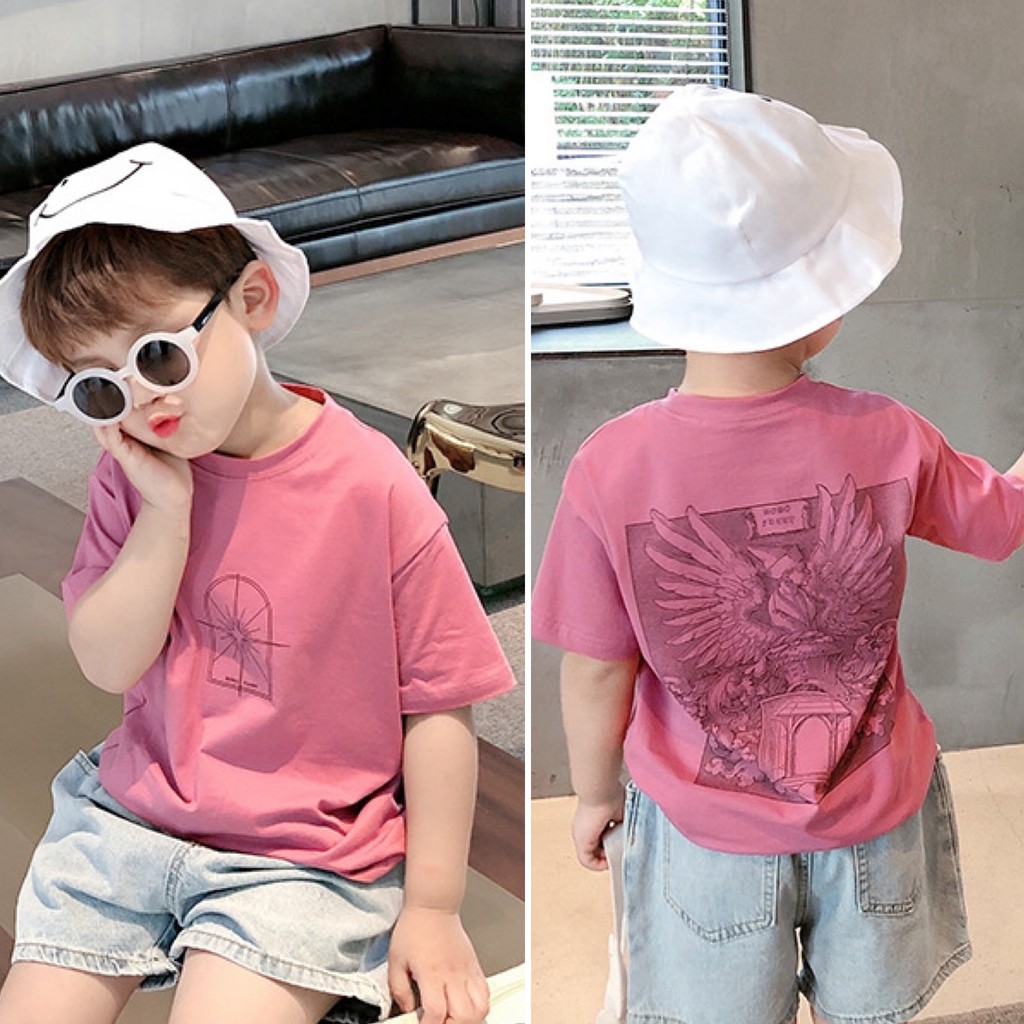 [A181] Áo phông hồng họa tiết sz sz 100-140