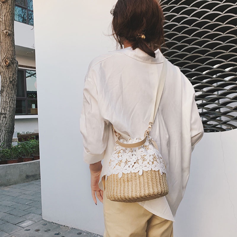 Túi Cói Đeo Vai Thiết Kế Nhỏ Gọn Thời Trang Đi Biển Xinh Xắn Cho Nữ