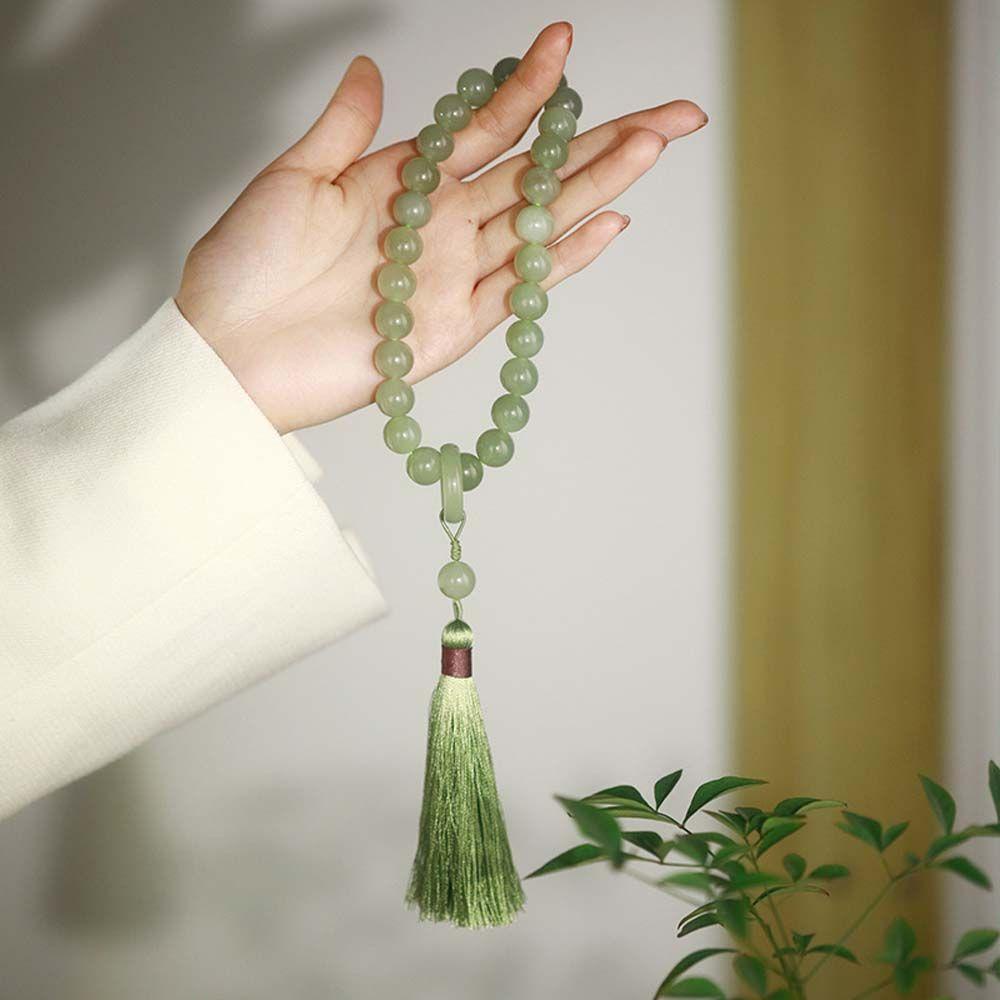 LILYES Vòng Tay Dây Co Giãn Đính Hạt Ngọc Lục Bảo Đơn Giản