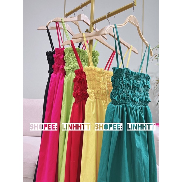 VÁY 2 DÂY CHUN NGỰC DÁNG XOÈ ULZZANG CỘT DÂY