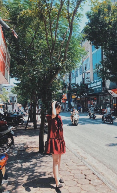 Váy suông đuôi cá nơ cổ, chất dạ mỏng có ảnh thật và clip | BigBuy360 - bigbuy360.vn