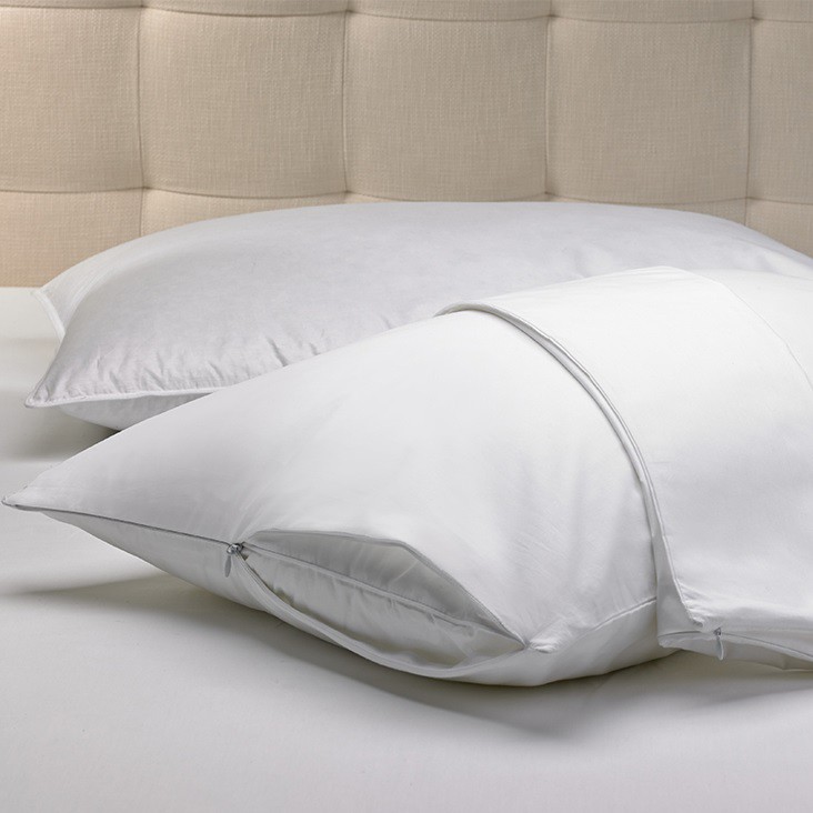 Bảo vệ gối HANVICO cotton màu trắng chống mùi, chống ẩm cao cấp