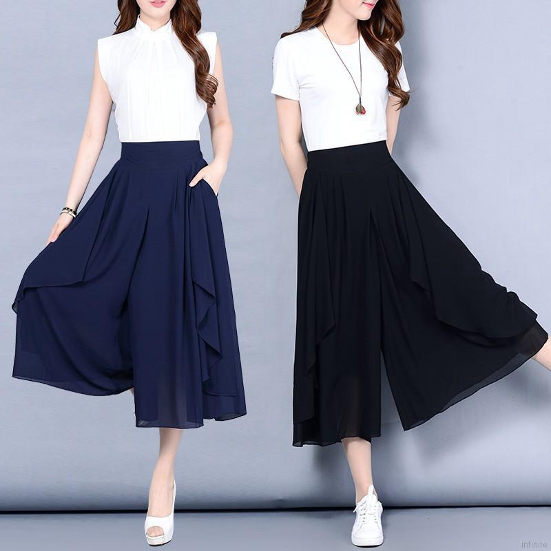 Quần lửng ống rộng lưng cao thời trang cho nữ