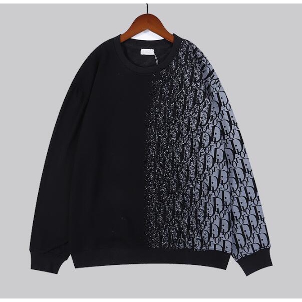 Áo sweater cổ tròn chất liệu cotton in họa tiết Dior thời trang