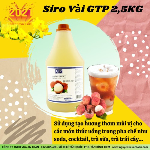 Siro Vải GTP 2.5kg Hương Vị Đậm Đà, Vị Ngọt Tự Nhiên