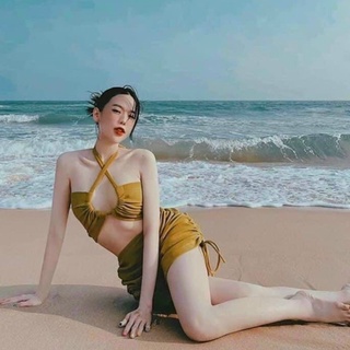 Bikini đi biển cổ yếm váy có lót trong siêu hot BK018