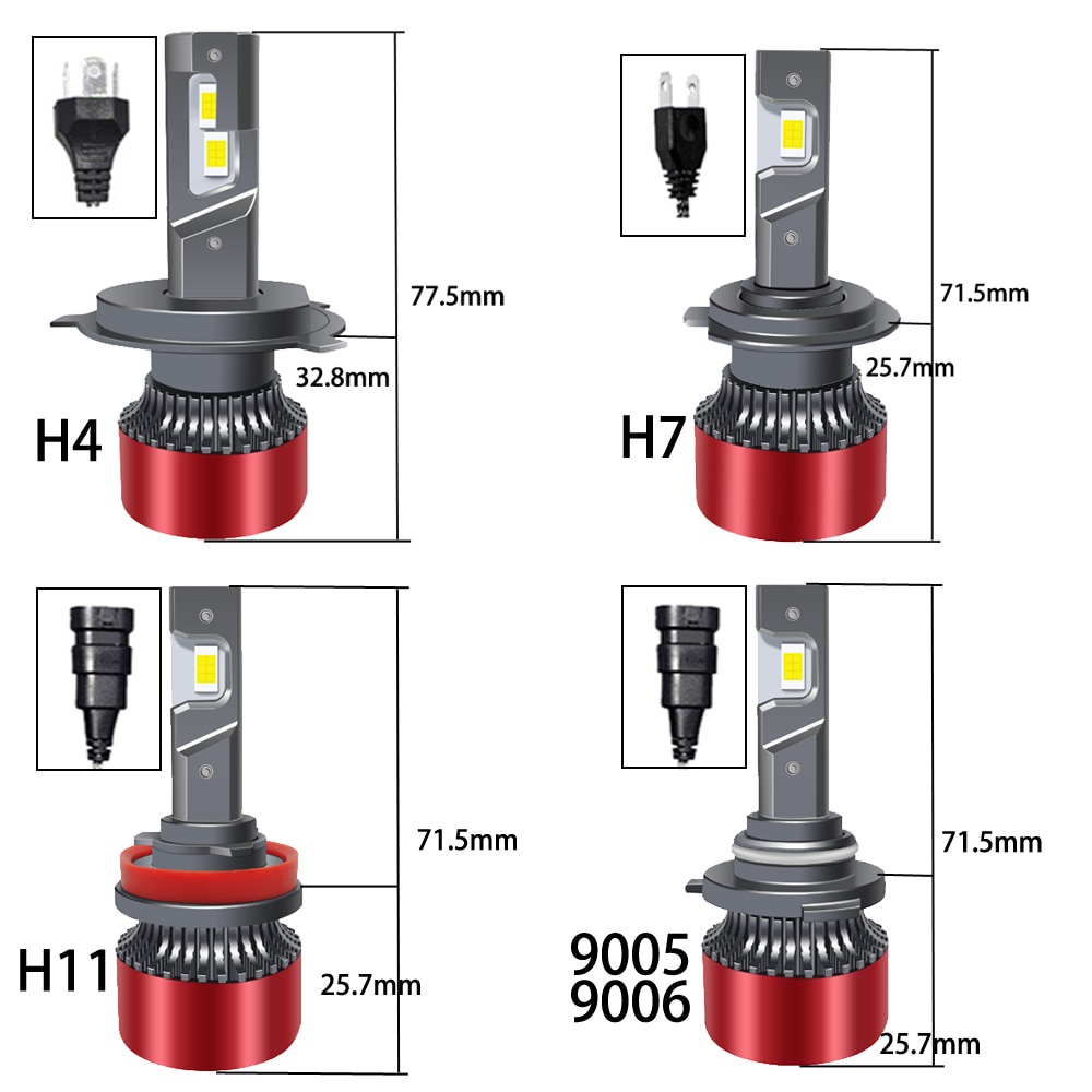 2 Đèn Pha Led Mini 4300k H11 H1 H3 H7 H4 H8 9005 Hb3 9006 Hb4 Hir2 16000lm 12v Cho Xe Hơi