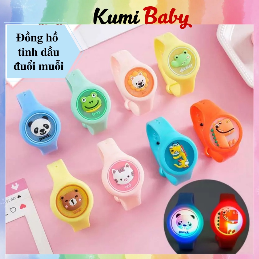 Đồng hồ tinh dầu đuổi muổi có đèn led cho bé Kumi baby