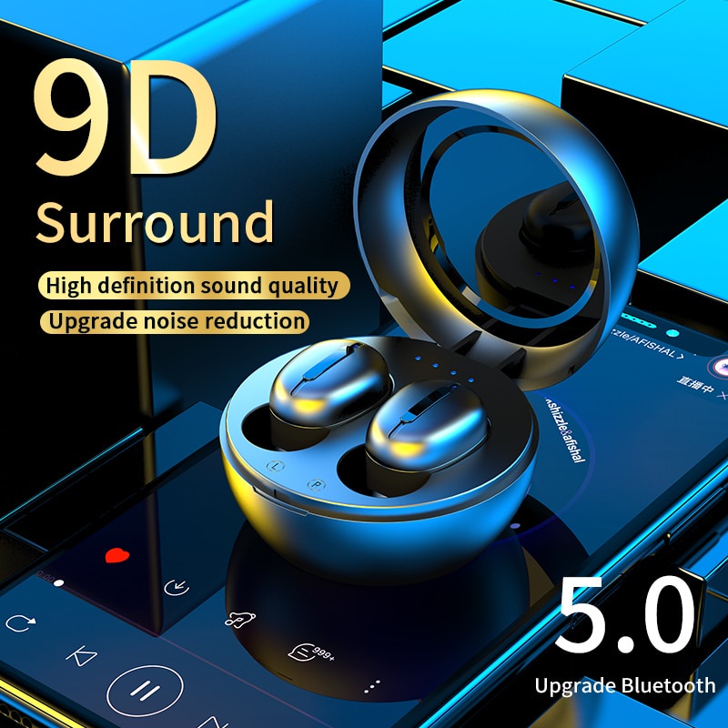 Mione Tai Nghe Bluetooth 5.0 Không Dây S8 Có Đèn LED 9D Chất Lượng Cao Earphone