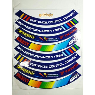 Tem dán vành xe máy Tem Decal bản to dán vành ( giá 1 bộ)