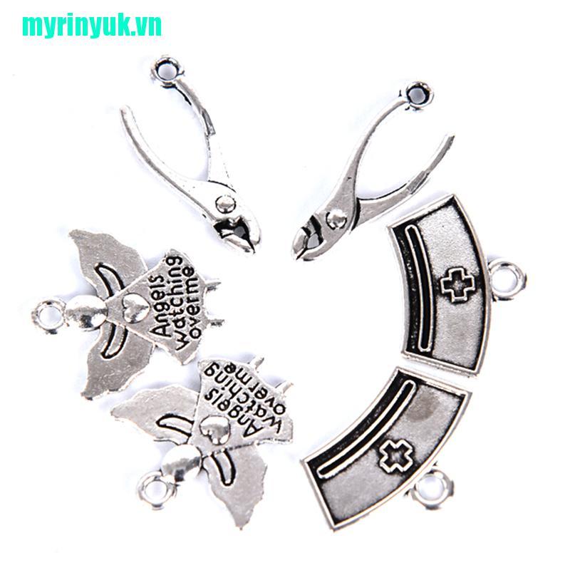 CHARMS Bộ 32 Mặt Dây Chuyền Bạc Tự Làm Trang Sức Phong Cách Tây Tạng