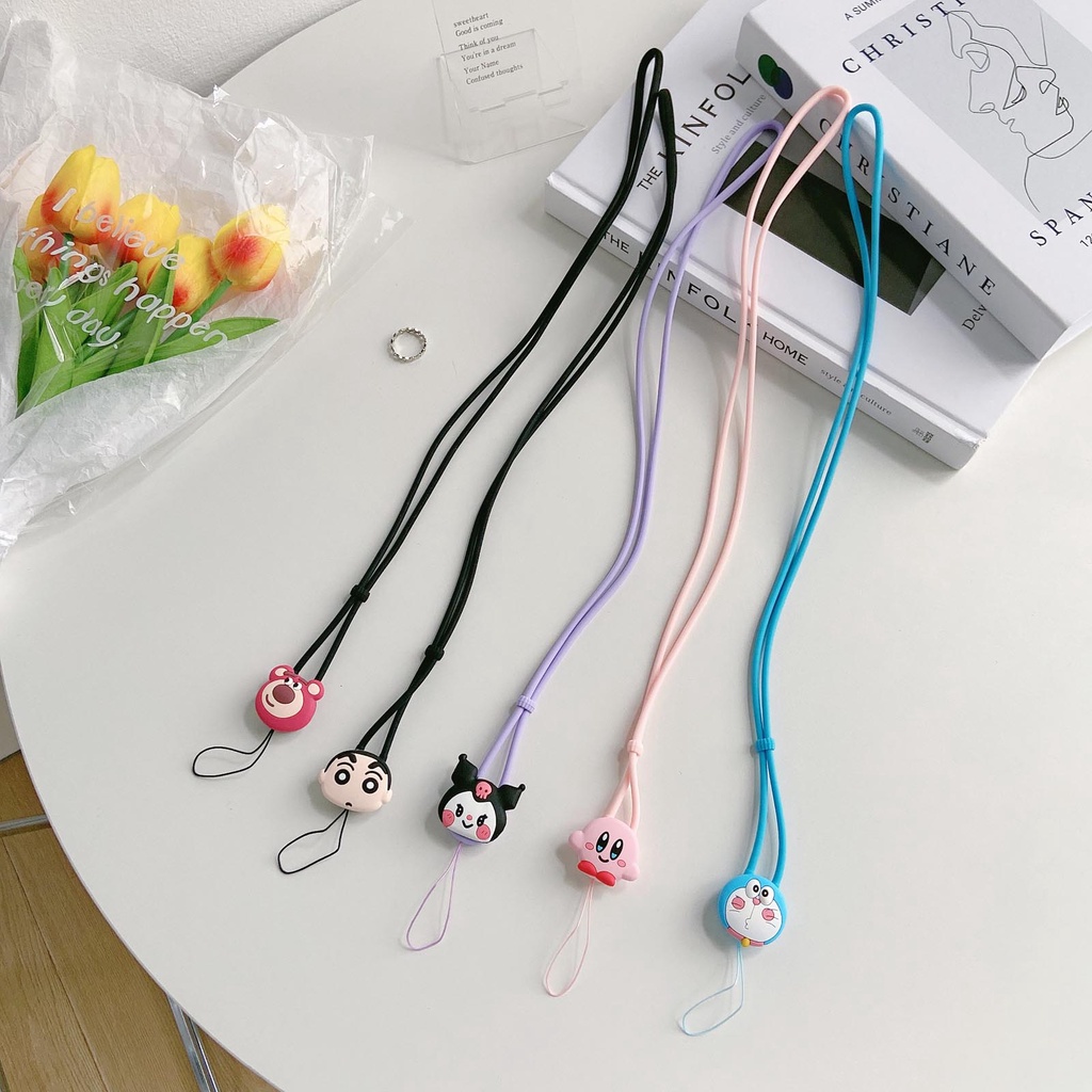 Dây Đeo Cổ Bằng Silicon Cao Su Họa Tiết Hoạt Hình Dễ Thương Có Thể Điều Chỉnh Cho Điện Thoại