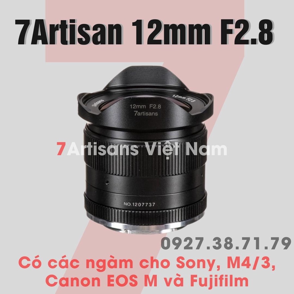 (CÓ SẴN) Ống kính 7Artisans 12mm F2.8 Siêu Rộng phong cảnh dùng cho Sony, Fujifilm, M43 Olympus/Panasonic, Canon EOS M