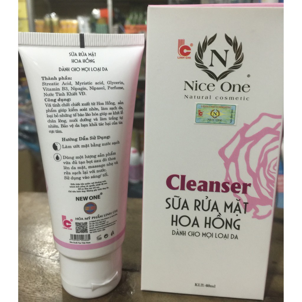 Sữa rửa mặt hoa hồng Nice One Linh Chi -60ml