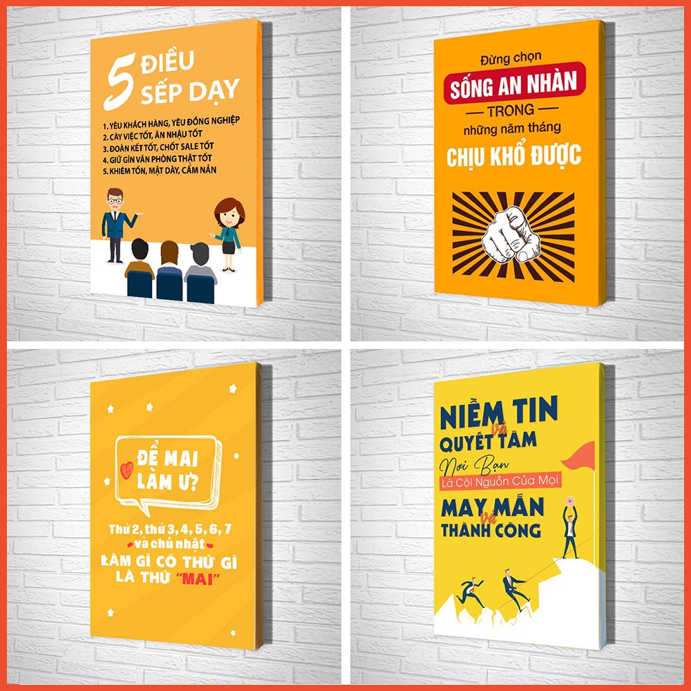 Tranh canvas chữ slogan tạo động lực treo tường trang trí văn phòng giá xưởng tặng đinh 3 chân không cần khoan tường