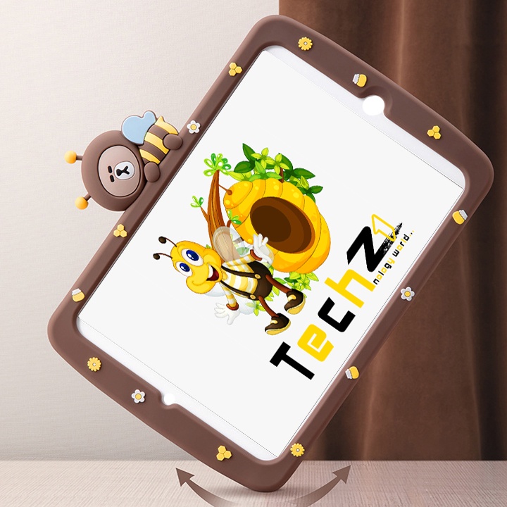 [CHÂN ĐỠ ĐỨNG] Ốp Lưng iPad cho bé mini1/2/3/4/5/6/Air1/2/3/9.7/10.2/10.5/10.9/11, silicon hình ong mật cute - TZAT906