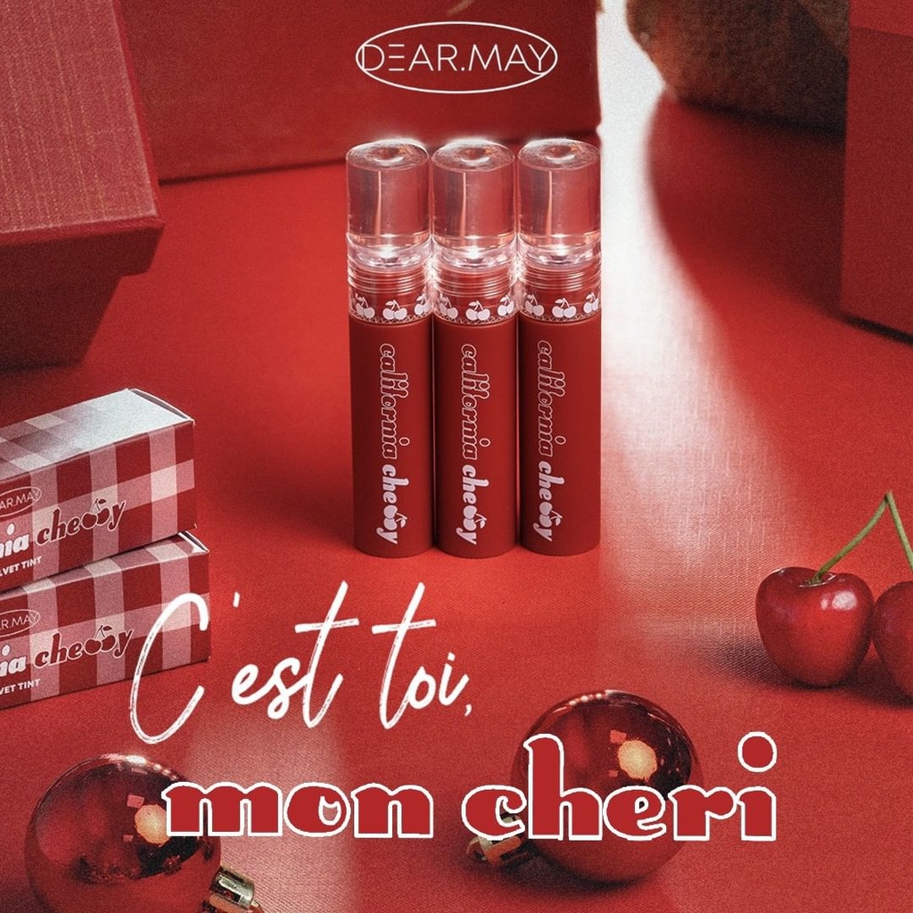 Son Kem Lì Siêu Mịn, Lâu Trôi Hàn Quốc Dearmay California Cherry Velvet Tint 4.4g