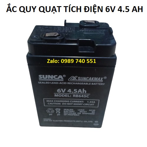 ẮC QUY 6V 4.5Ah DÙNG CHO QUẠT TÍCH ĐIỆN,ĐÈN CHIẾU SÁNG