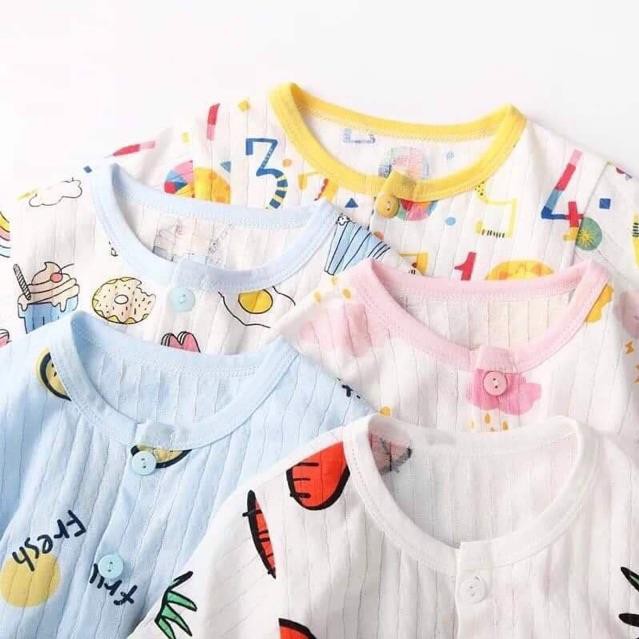 Bộ cotton giấy dài tay cho bé sơ sinh 3-15kg, cúc giữa, hàng loại 1 -BO5