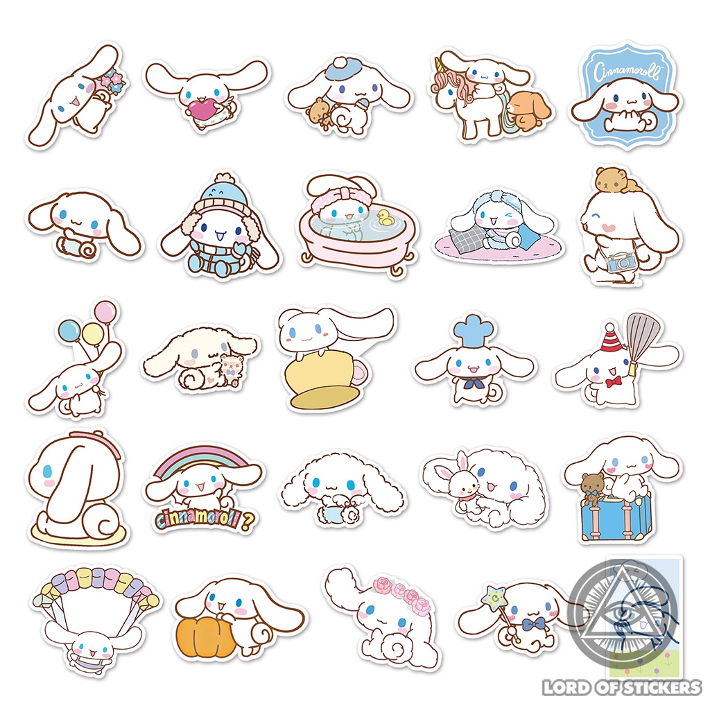 Set 50 Nhãn Dán Cinnamoroll Sticker Nhân Vật Hoạt Hình Cute Chống Thấm Nước Trang Trí Mũ Nón Bảo Hiểm, Laptop, Vali, Sổ