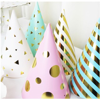 Nón/Mũ Sinh Nhật Bằng Giấy Ép Kim (5, 10 cái)