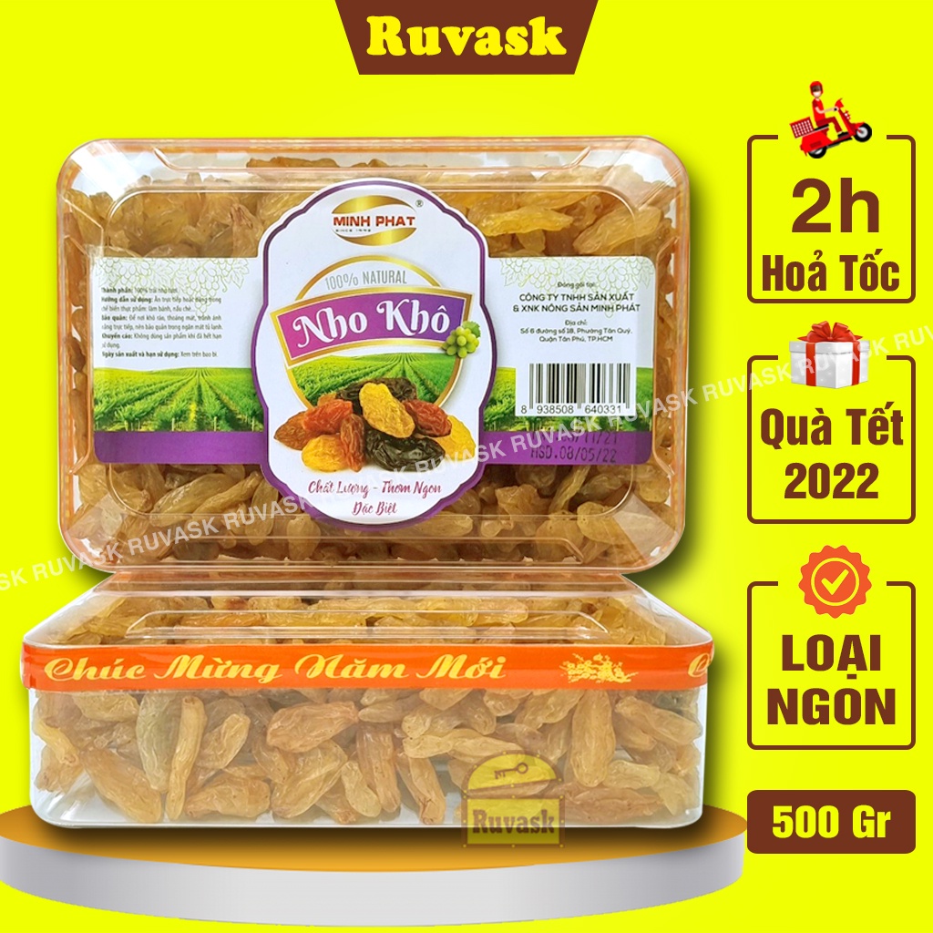 - Nho Sấy Khô Làm Hộp Quà Tặng Tết 2022 - Đồ Ăn Vặt Trái Cây Sấy Khô RUVASK