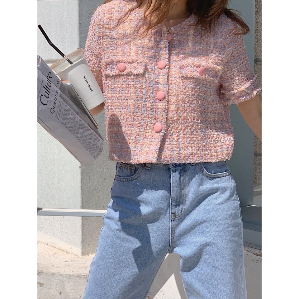Áo khoác tweed Cali style Hàn Quốc thanh lịch