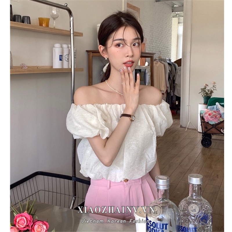 Áo Croptop Trễ Vai Tay Phồng Thời Trang Mùa Hè Cho Nữ