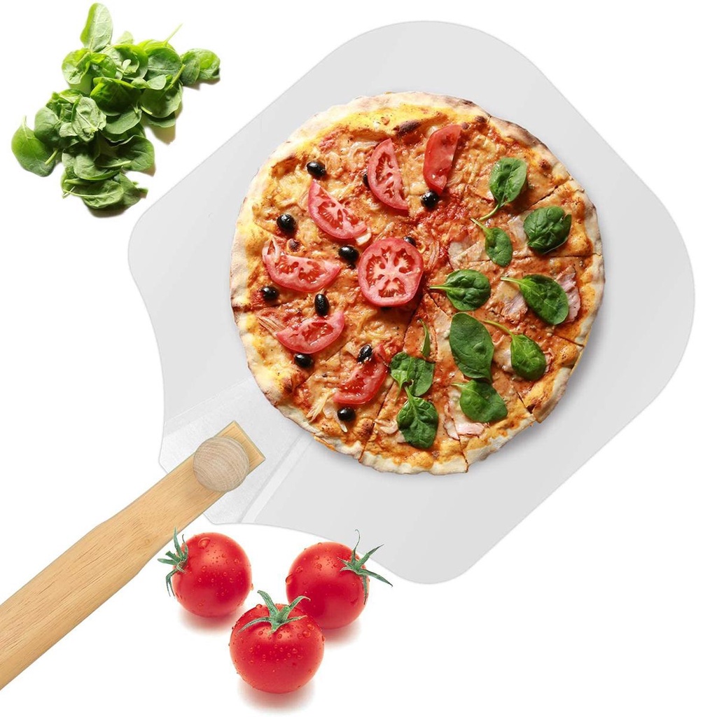Xẻng Xúc Bánh Pizza Bằng Nhôm Tay Cầm Gỗ Dễ Sử Dụng