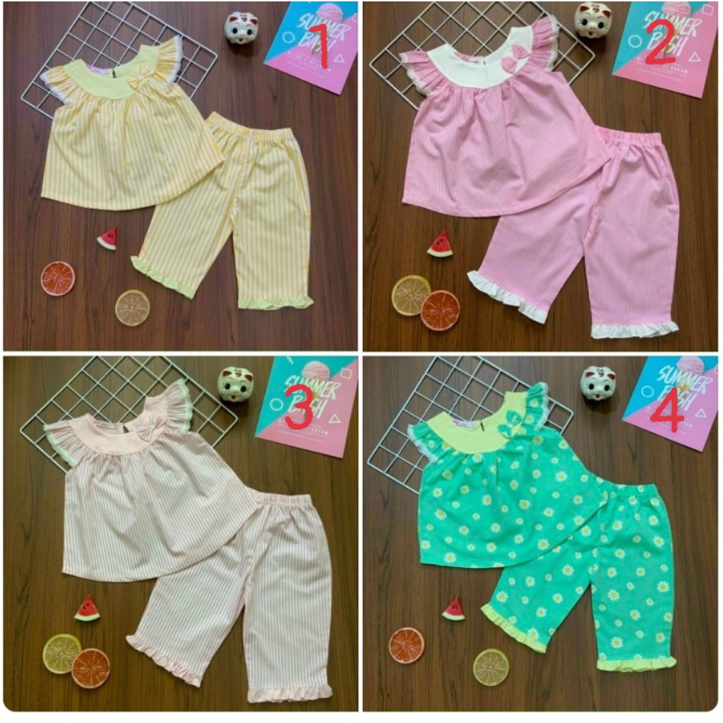 Bộ kate cotton lửng tay tiên bé gái mặc nhà đi học 10-36kg