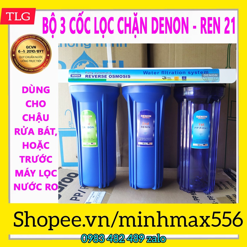 BỘ 3 CỐC LỌC CHẶN 10inh CAO CẤP | DÙNG ĐỂ LỌC CHẶN ĐẦU NGUỒN, BẢO VỆ MÁY