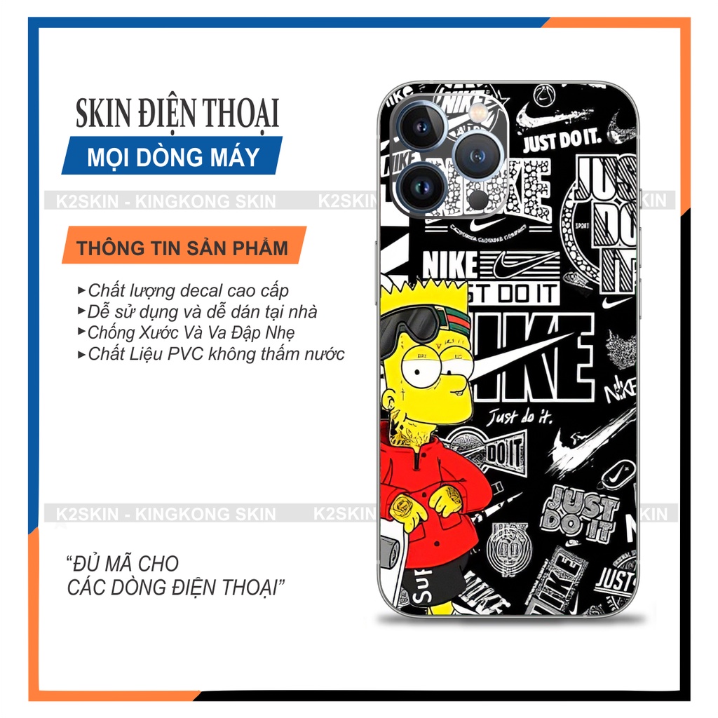 Miếng dán Skin cho Android và  Iphone 6/7/8/x/xs/11/12pro/13promax/13/13pro ( Mã skin 143)