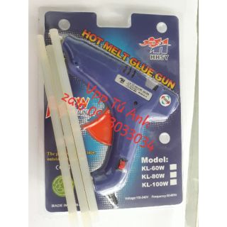 Súng bắn keo loại to xanh 100w + tặng 3 nến to  dài 25 cm